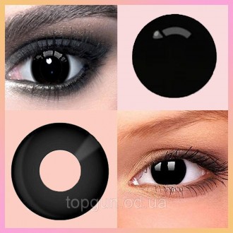 Цветные линзы для глаз Черные Контейнер в Подарок Линзы цветные черные без диопт. . фото 2