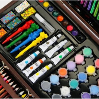 Детский набор для творчества и рисования в деревянном чемодане для детей на 130 . . фото 5