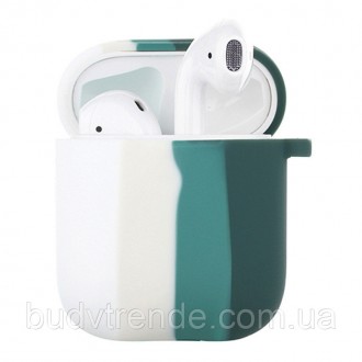 Силиконовый футляр Colorfull для наушников AirPods 1/2 (Розовый / Сиреневый). . фото 2