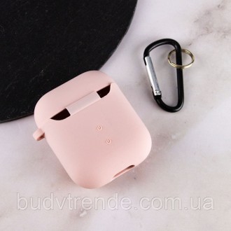 Силиконовый футляр с микрофиброй для наушников Airpods 1/2 (Темно-синий / Midnig. . фото 5