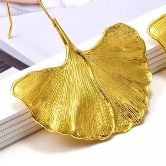 Серьги подвески длинные женские в форме листа золотистые. 
Необычная и уникальна. . фото 4