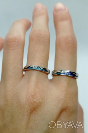 Парные безразмерные тематические кольца для влюбленных покрытие серебро S925 про