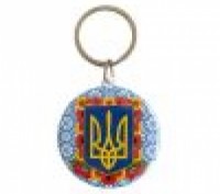 Брелок круглый "Тризуб в цветах". Ивано-Франковск. фото 1 Брелок круглый "Тризуб в цветах". Ивано-Франковск. фото 1