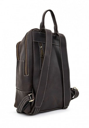 Женский коричневый кожаный рюкзак TARWA RC-2008-3md среднего размера. . фото 11