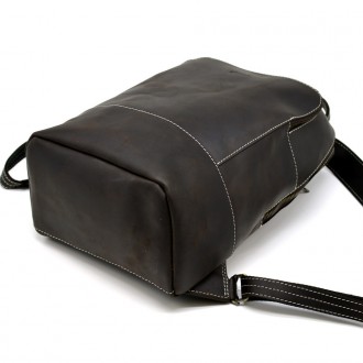 Женский коричневый кожаный рюкзак TARWA RC-2008-3md среднего размера. . фото 8