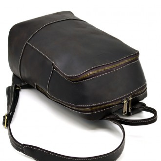 Женский коричневый кожаный рюкзак TARWA RC-2008-3md среднего размера. . фото 9
