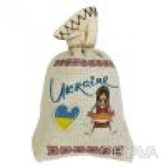 Красивый магнитик в форме мешочка с украинским орнаментом и изображением украинс. . фото 1