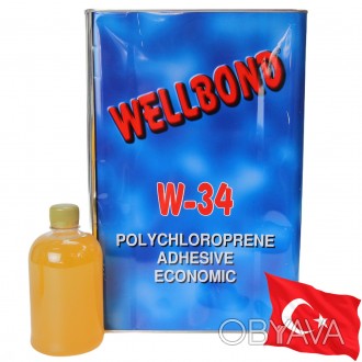Полихлоропреновый клей Wellbond w-34 з підвищеною термостійкістю.
Універсальний . . фото 1