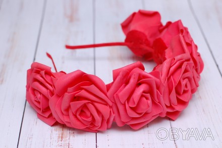 Ободок с бордового розами подойдёт для свадьбы, фотосессии, летней прогулки, веч. . фото 1