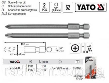 Біти YATO YT-0488 застосовуються як змінні насадки в ручному та електричному інс. . фото 1