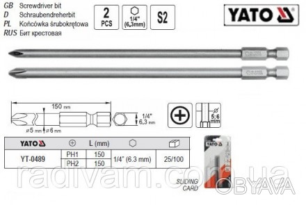 набор бит PH 1/2х150 мм YATO YT-0489
материал S2
длина 150 мм
держатель инструме. . фото 1