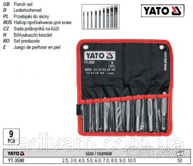 Пробійники трубчасті YATO YT-3590 із загартованої вуглецевої сталі з індексом №4. . фото 1