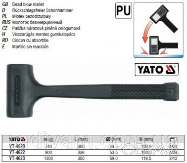 Молоток особливої конструкції YATO YT-4623 виготовлений з матеріалу, стійкого до. . фото 1