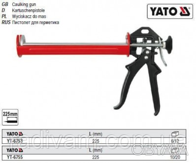 Пістолет монтажний YATO YT-6753 для густих мас. Легкий, виготовлений із сталевог. . фото 1