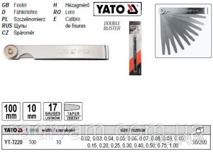 Набір вимірювальних щуп YATO YT-7220 призначений для точного налаштування ширини. . фото 1