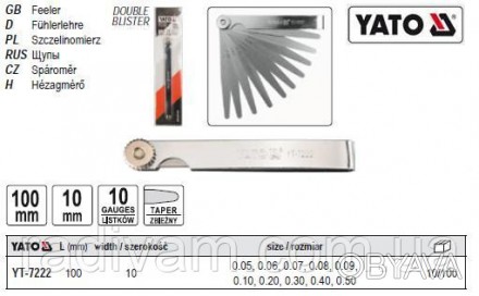 набір вимірювальні щупи YATO YT-7222 призначений для точного налаштування ширини. . фото 1