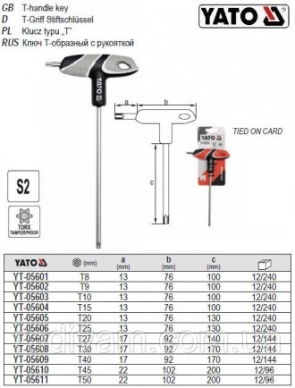 Ключ TORX TAMPERPROOF ручка Т25 l=130 мм YT-05606. Тернополь. фото 1 Ключ TORX TAMPERPROOF ручка Т25 l=130 мм YT-05606. Тернополь. фото 1