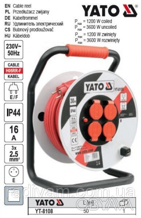 YATO-8108 - професійний електричний подовжувач на котушці.
Висококачественний ба. . фото 1