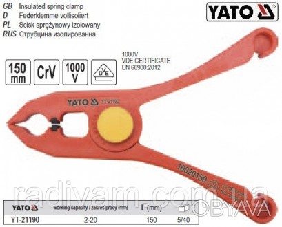 Ізольована струбцина-прищіпка YATO YT-21190
Виготовлена з міцної інструментально. . фото 1