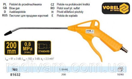 Пістолет пневматичний продувальний з соплом l=200 мм, Ø=1/4", для тиску - 0.8 MP. Тернополь. фото 1 Пістолет пневматичний продувальний з соплом l=200 мм, Ø=1/4", для тиску - 0.8 MP. Тернополь. фото 1