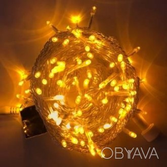 Гирлянда LED желтая 300 ламп Длина 16м на прозрачном проводе продается оптом с д. . фото 1