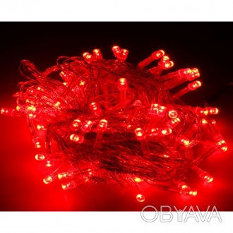 Гирлянда LED красная 100 ламп Длина 8м на прозрачном проводе продается оптом с д. . фото 1