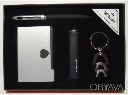 Подарочный набор MOONGRASS : ручка + брелок + визитница + зажигалка ﻿﻿.
Продаетс. . фото 1