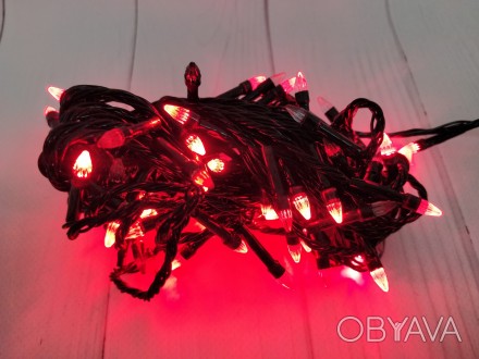 Гирлянда LED красная 100 ламп Длина 8м на черном проводе продается оптом с доста. . фото 1