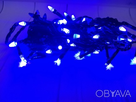Гірлянда LED синя 100 ламп, довжина 8м на чорному проводі
Продається гуртом та в. . фото 1