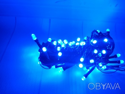 Гирлянда LED синяя 100 ламп Длина 8м на черном проводе продается оптом с доставк. . фото 1