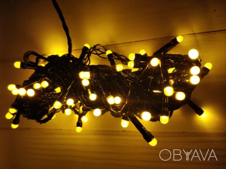 Гирлянда LED желтый 100 ламп Длина 8м на черном проводе продается оптом с достав. . фото 1