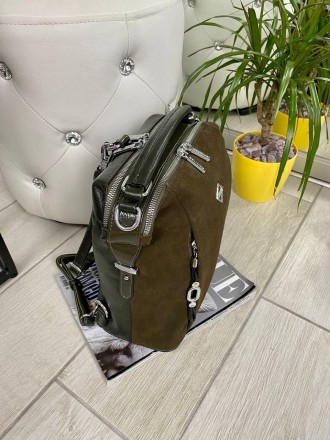  Рюкзак-сумка BV Lux на 2 отдела
 Фурнитура - серебро, размеры 26*27*13 см, нату. . фото 5