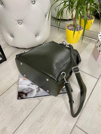  Рюкзак-сумка BV Lux на 2 отдела
 Фурнитура - серебро, размеры 26*27*13 см, нату. . фото 3