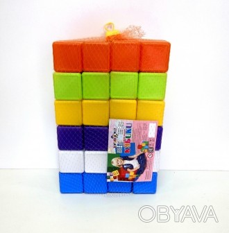 Кубики разноцветные 48шт у комплекте. Размер кубика 6*6*6 см. Упакованы в сетке. . фото 1