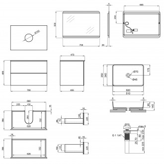 Комплект меблів для ванної Qtap Tern тумба + раковина + дзеркало QT044VI43006. . фото 3