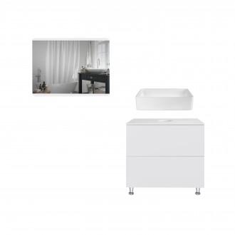 Комплект мебели для ванной Qtap Tern тумба + раковина + зеркало QT044VI43012. . фото 2