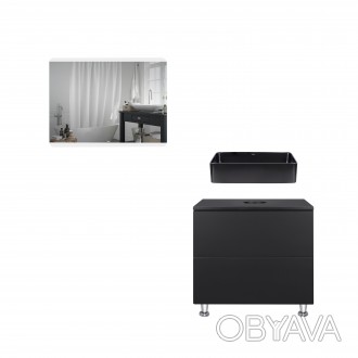 Комплект меблів для ванної Qtap Tern тумба + раковина + дзеркало QT044VI43015. . фото 1