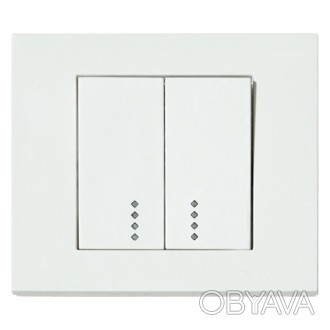 Выключатель 2-клавишный с подсветкой белый GRANO - производитель Ovivo Electric . . фото 1