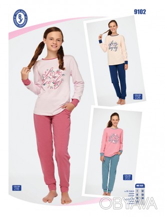Пижама для девочки Арт 9102-226 Персиковый
Состав: 95% хлопок 5% эластан
Размеры. . фото 1