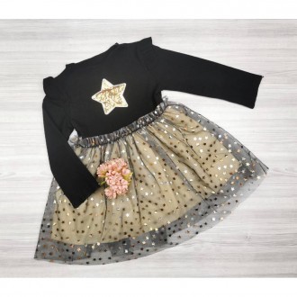 Нарядна чорна сукня для маленької принцеси, верх-бавовна рубчик, низ - фатин, пі. . фото 6
