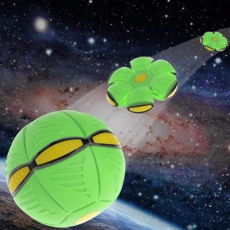 Летающий складной мяч игровой фрисби трансформер с LED подсветкой Phlat Ball пло. . фото 6