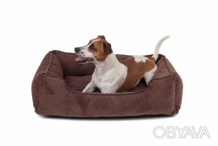 Каркасный вельветовый лежак Dreamer Velvet для собак с бортами со съемным чехлом. . фото 1