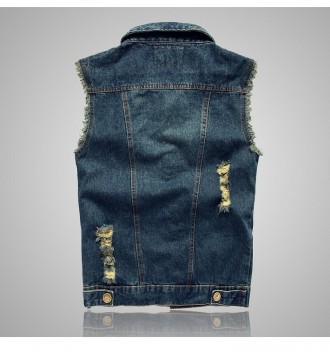 Стильный и удобный мужской джинсовый жилет с карманами на груди, с винтажным диз. . фото 3
