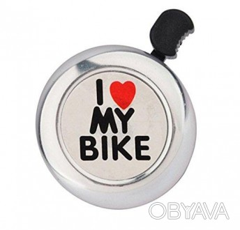 Звонок велосипедный в классическом исполнении с надписью I love my bike.
Звонкий. . фото 1