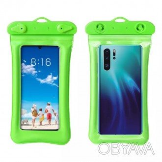 Водонепроницаемый чехол для смартфона Waterproof плавающий Зеленый