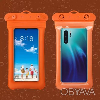 Водонепроницаемый чехол для смартфона Waterproof плавающий Оранжевый