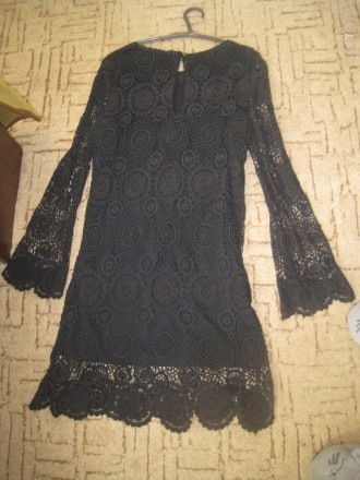 платье из черного гипюра, ткань х/б , дл. платья 94  см, дл. рукава  65см,  плеч. . фото 3