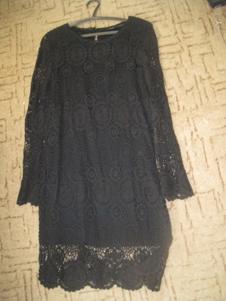платье из черного гипюра, ткань х/б , дл. платья 94  см, дл. рукава  65см,  плеч. . фото 1