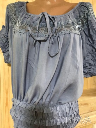 Блуза женская большого размера штапельная QUAN, 100% хлопок, ткань очень нежная . . фото 1