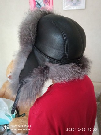 Продаётся шапка зимняя мужская, натуральная кожаная с чернобуркой (блюфрост), в . . фото 2